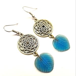 Handmade Lotus and Leaf Earrings